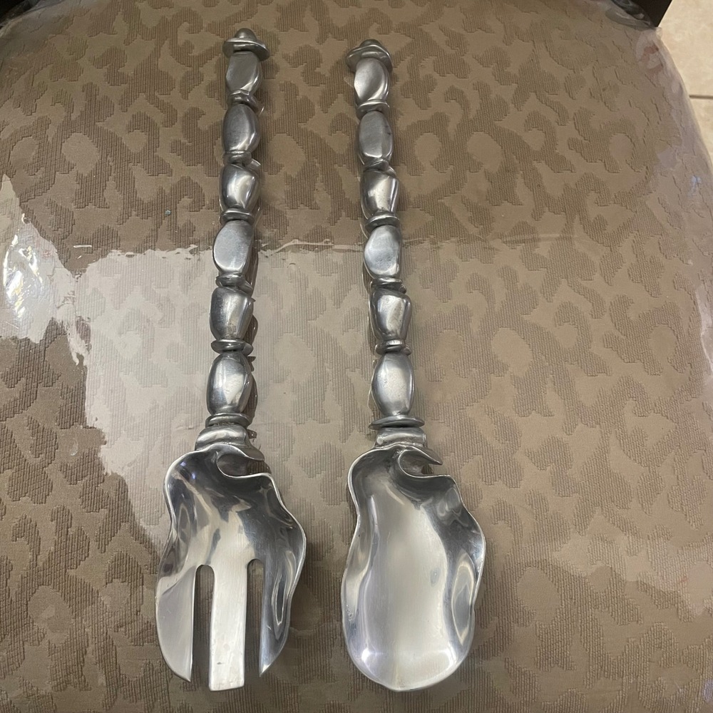 Pier 1 Mariposa Brillante Michael Updike Salad Server Set Fork & Spoon Pebble
